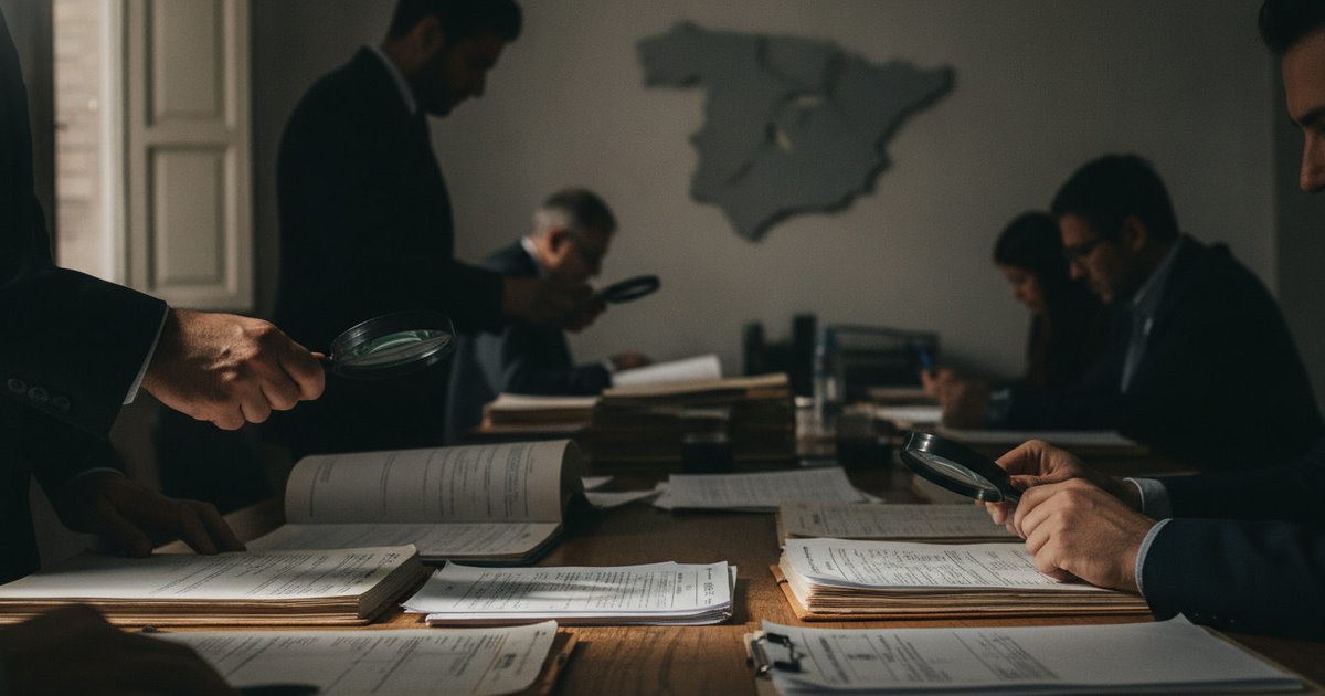 Manos de trabajadores públicos examinando detenidamente documentos y expedientes sobre un escritorio, simbolizando la revisión de procesos administrativos.