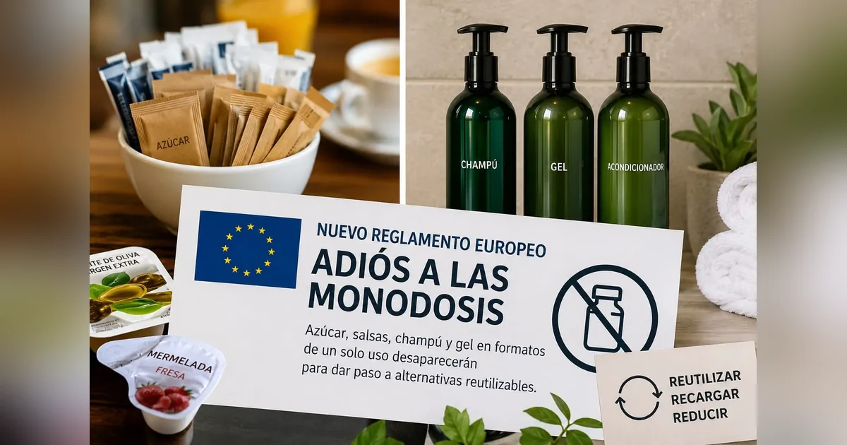 Europa pone fecha al adiós de las monodosis: azúcar, champú y pequeños envases deberán dar paso a alternativas reutilizables