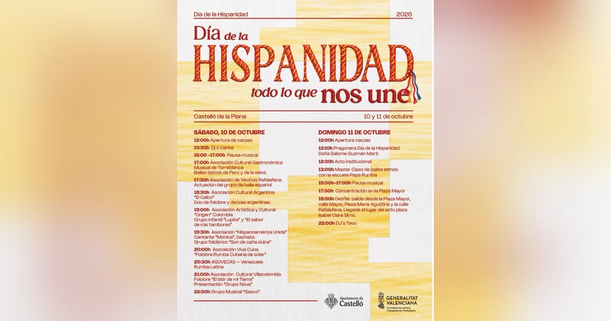 Castellón reúne las culturas de nueve países para celebrar la Hispanidad