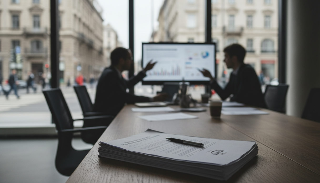 Un grupo de personas latinas, algunas visiblemente aliviadas, interactuando con papeles y un ordenador, sugiriendo asesoramiento legal y esperanza ante la dificultad económica.